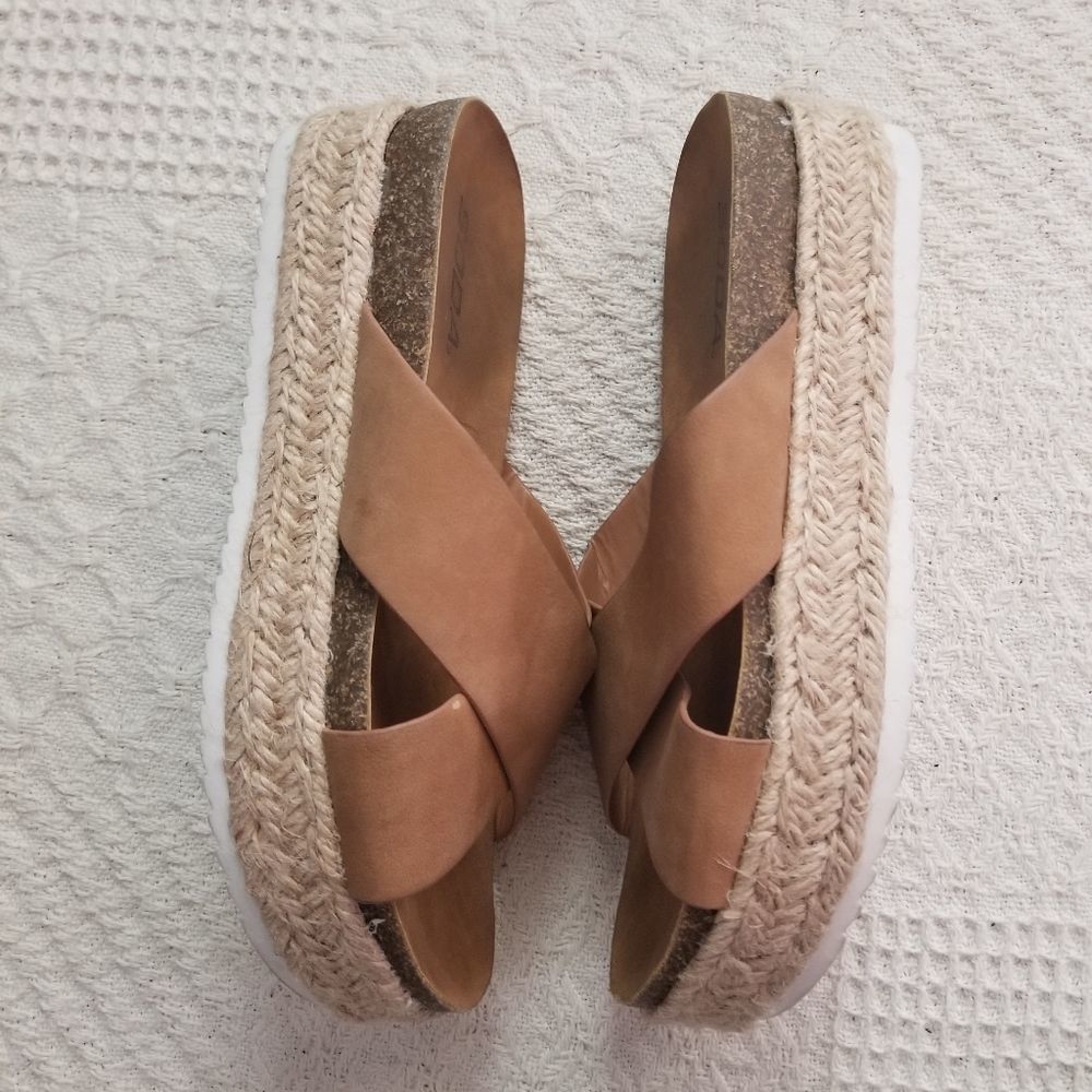 Soda Tan Crossband Platform Sandals - Picture 8 of 8